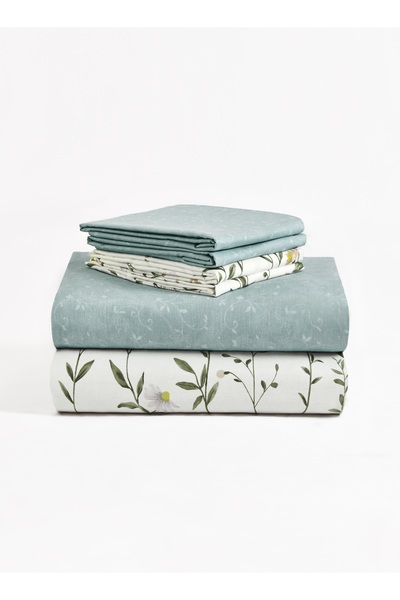 Master Home Textile طقم غطاء لحاف قطني مزهر، 200 خيط، مقاس كينج، 6 قطع، سحاب إغلاق، يناسب سرير 200 × 200 سم