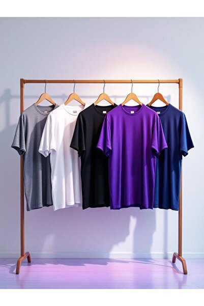 THE WHITE تي شيرت نسائي أساسي مكون من 5 قطع