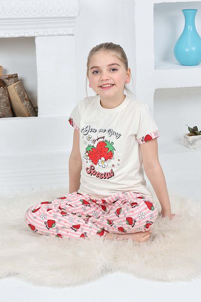 FORMO Girls' 100% Natural Cotton Short Sleeve Quality Pajama Set