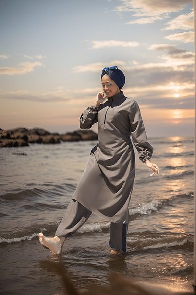 dilber fashion Sports Cut Bone and Bag Gift Hijab Swimsuit Set