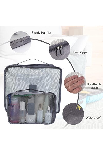 Xess SKY-TOUCH 6 Pcs Travel Luggage Organizer Packing Cubes Set - Waterproof Laundry Bag (Gray)