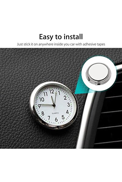 SP SPON Small Quartz Clock for Car Dashboard and Air Vent Decoration (White)