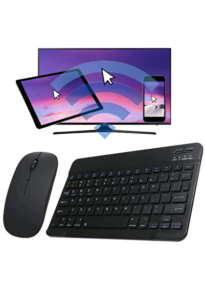 Kensa Tüm Cihazlara Uyumlu Şarj Edilebilir Bluetoothlu Kablosuz Klavye Mouse Set Mousepadli