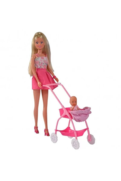 OEM Păpușa Simba Steffi Love Baby Walk 29 cm roz cu cărucior și accesorii