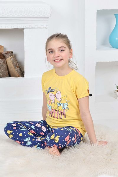 FORMO Girls' 100% Natural Cotton Short Sleeve Quality Pajama Set