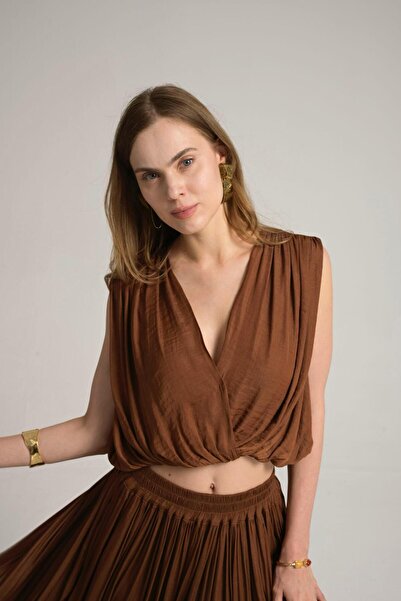 laviess Kadın saten crop bluz