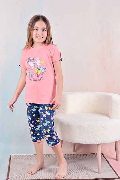 FORMO Girl's 100% Natural Cotton Short Sleeve Capri Quality Pajama Set
