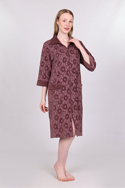 Nuşa Zippered Jacquard Bamboo Cotton Dressing Gown
