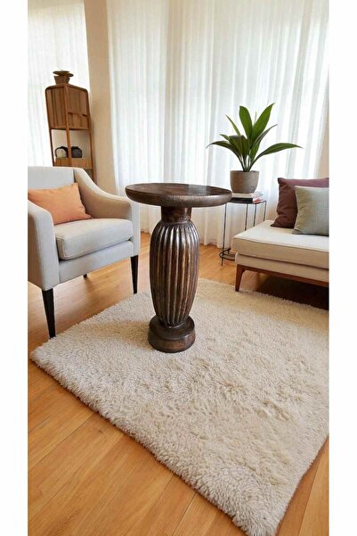 Simillo Home&Living Ceviz Renk Doğal Ahşap Mantar Sehpa – Tekli Yan Sehpa Mod...