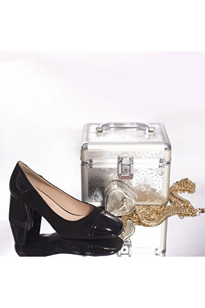 MODA STİL Glorya heeled shoes, patent leather and suede, black, 35
