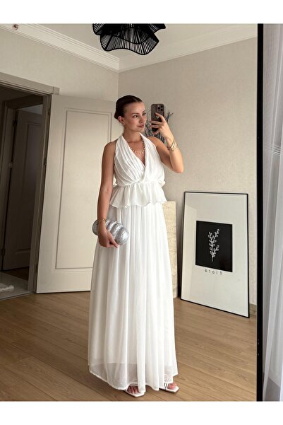 BAŞARAN Beyaz Berha Hakim Yaka Bluz Etek Takım