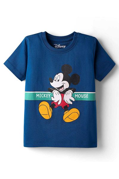 Babyhug Disney بدلة نوم قصيرة من الجيرسي مع رسومات ميكي ماوس - أزرق داكن