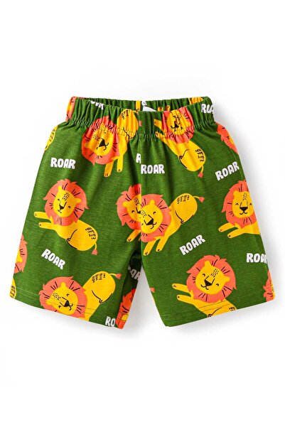 Babyhug Shorts Night Suit With Lion Print - Green