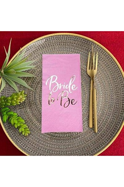 parti show Pembe Bride To Be Peçete Gold Yaldızlı 16 Adet