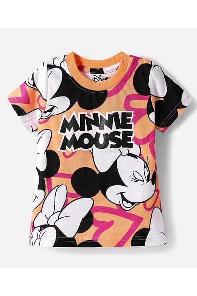 Babyhug Disney Single Jersey Knit Half Sleeves Co-ords Shorts Night Suit - Orange