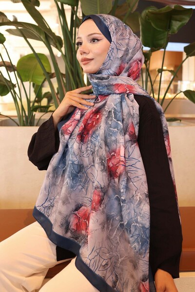 benguen Patterned Shawl Indigo İpk114