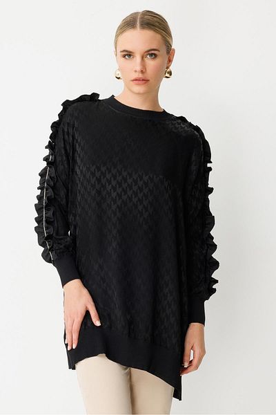 Ghisa Ruffle Detailed Tunic BLACK