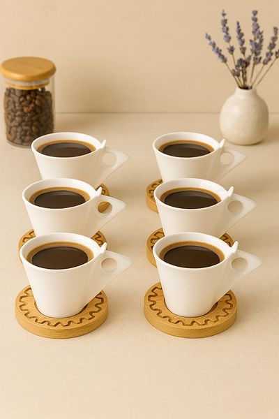maisone home 6-Piece New Season Porcelain Coffee Cup Set – Modern, Stylish and Ergonomic Design