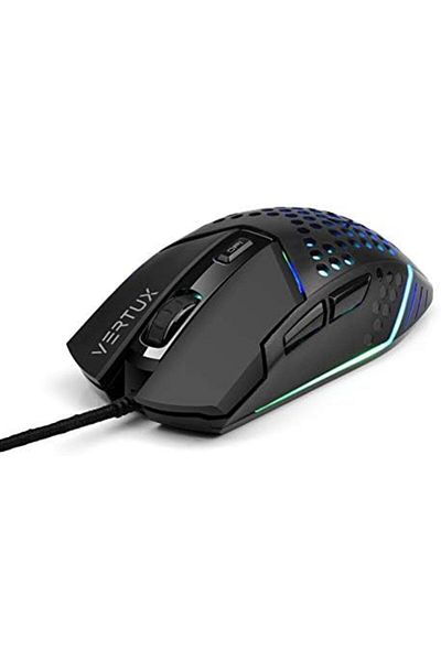 VERTUX Gaming Mouse, Honeycomb Shell Lightweight with RGB Backlight, Nylon Braided USB Cable, 6 Prog