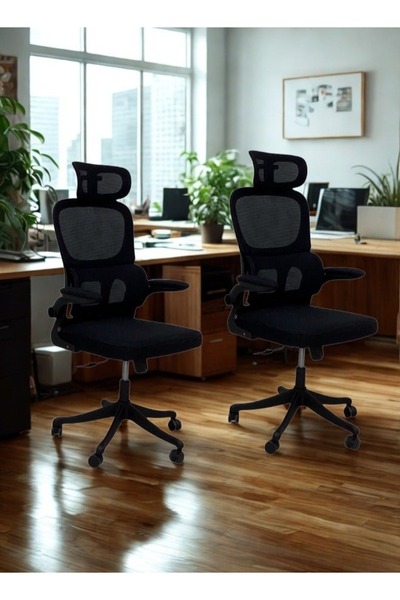 smart home طقم كرسي مكتب فاخر مكون من كرسيين، ارتفاع قابل للتعديل، كرسي شبكي دوار قابل للتعديل، 55×55×115 سم