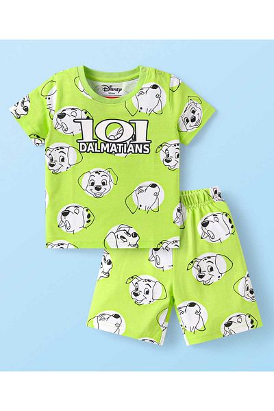 Babyhug Disney Pajama Set with 101 Dalmatians Graphics - Light Green