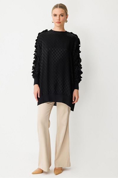 Ghisa Ruffle Detailed Tunic BLACK