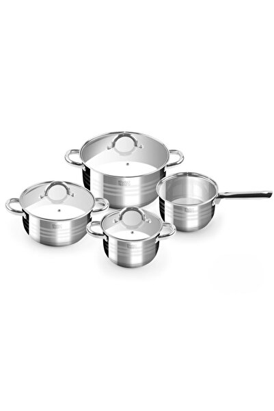 Perfect Home Oale cu capac, inox, set 4 piese, Perfect Home Deluxe