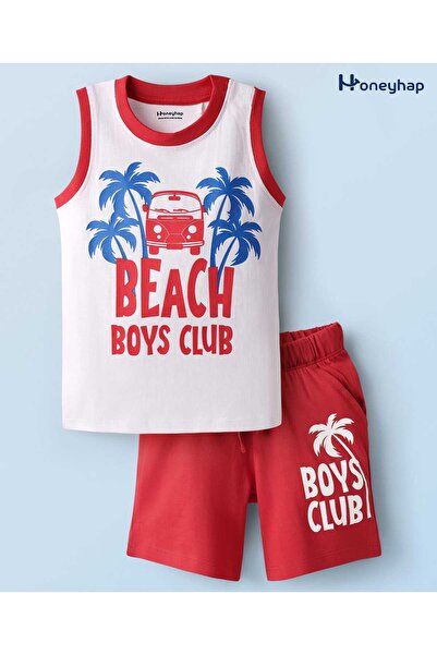 Honeyhap بدلة نوم قصيرة بدون أكمام مصنوعة من القطن الفاخر بنسبة 100% مع لمسة ...