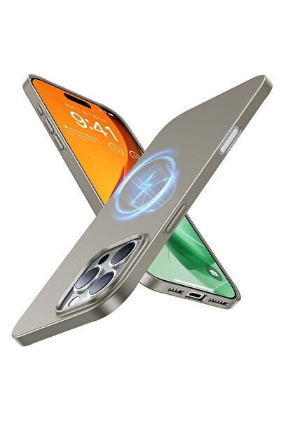 TORRAS جراب مغناطيسي رفيع مناسب لهاتف iPhone 16 Pro، رمادي تيتانيوم