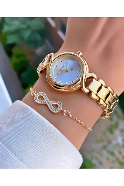 Homies Brand Gold Color Waterproof Women's Wristwatch - With Bracelet Gift