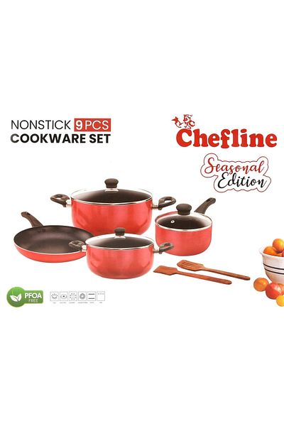 Chefline Aluminium Non Stick Cookware Set, 9 pcs, INDRM