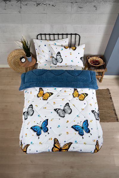 Sudemhome Single Welsoft Sleeping Set Double Sided Wellsoft Fluffy Fleece Quilt and 100X200 Elastic Sheet