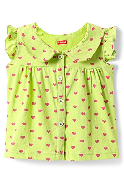 Babyhug Top and Shorts Set with Hearts Print - Light Green