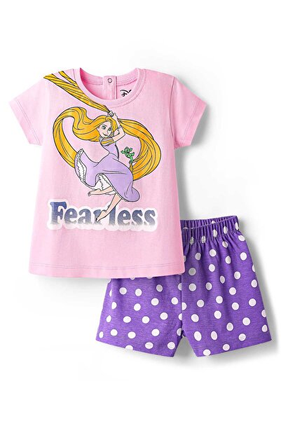 Babyhug Disney بدلة نوم قصيرة من الجيرسي مع رسومات رابونزل - وردي وأرجواني