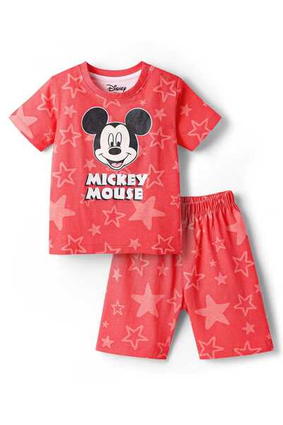 Babyhug Disney بدلة نوم قصيرة بأكمام نصفية من قماش جيرسي محبوك - أحمر