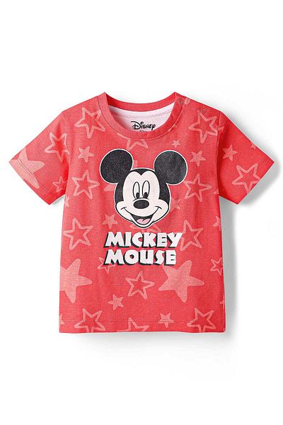 Babyhug Disney Single Jersey Knit Half Sleeves Shorts Night Suit - Red