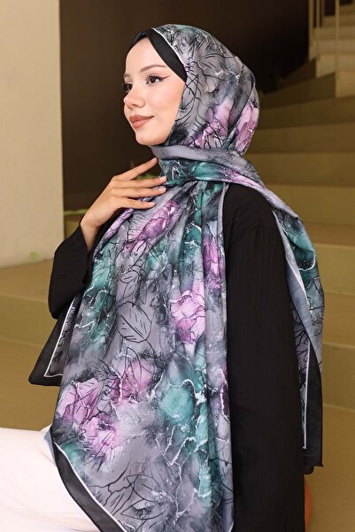 benguen Patterned Shawl Black-Purple İpk114