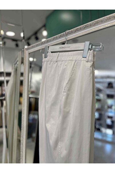 MERAM BUTİK Missemramiss Satin Pants with Zippered Legs - Ecru - 44