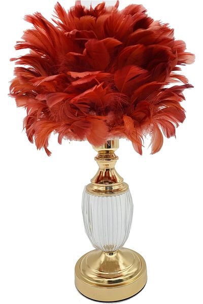 SUKILO Modern Feather LED Bedside Lamp – Shade Dimmable Night Table Lamp