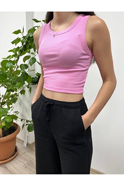 VAZIRADK Cotton Rib Crop Tank Top