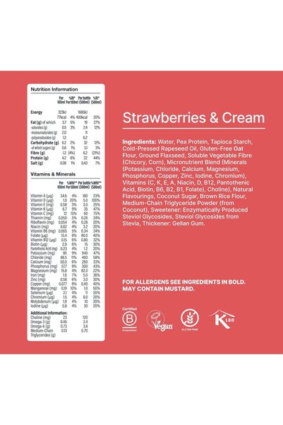 HUEL , Protein Milkshake 500ML, Strawberries & Cream, Pack of 8
