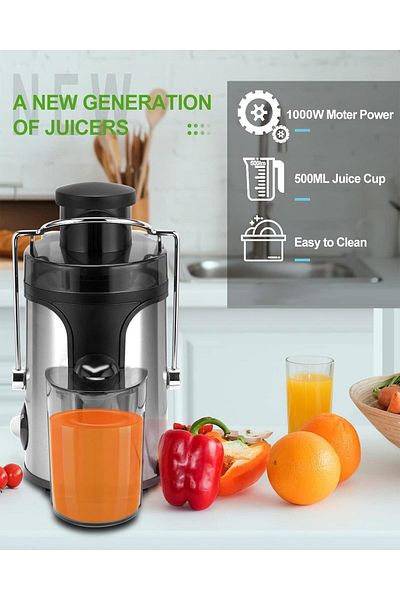 SUKILO Hands-Free Electric Citrus Juicer – One-Button Stainless Steel Juicer for Orange, Lemon, Li