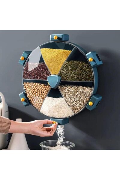 SUKILO حاوية تخزين طعام كبيرة شفافة مزودة بستة أقسام وسعة 8 جالون لتخزين الحب...