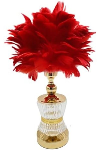 SUKILO Modern Feather LED Bedside Lamp – Shade Dimmable Night Table Lamp