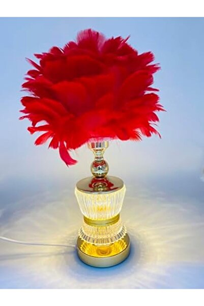 SUKILO Modern Feather LED Bedside Lamp – Shade Dimmable Night Table Lamp