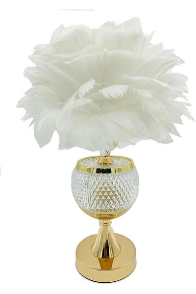 SUKILO Modern Feather LED Bedside Lamp – Shade Dimmable Night Table Lamp - Soft Glow Dandelion Nig