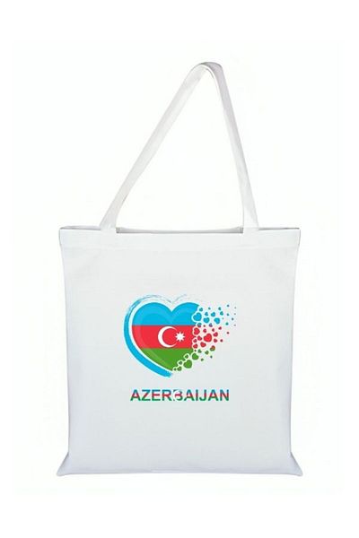 Özcan Tasarım Geantă din pânză imprimată Azerbaidjan - Geantă cu steagul Azerbaidjanului