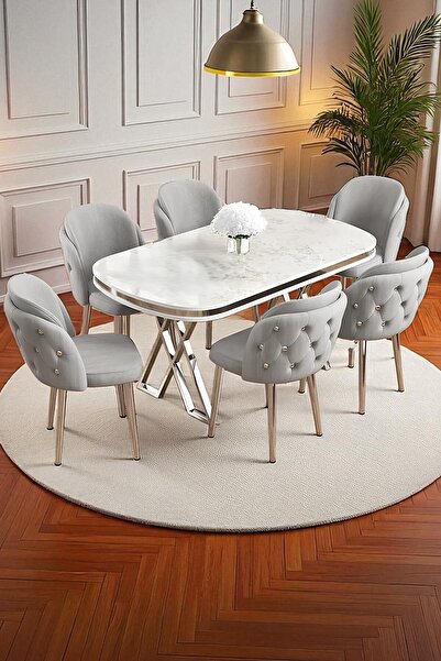 Kaktüs Avm 6'lı Mutfak Sandalyesi Salon Sandalyesi Yemek Odası Sandalyesi Pap...