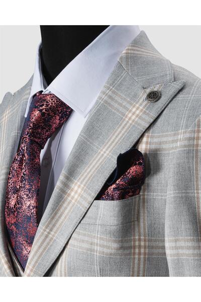 echol Ech. 1113 Ekose Yelekli Takım Elbise