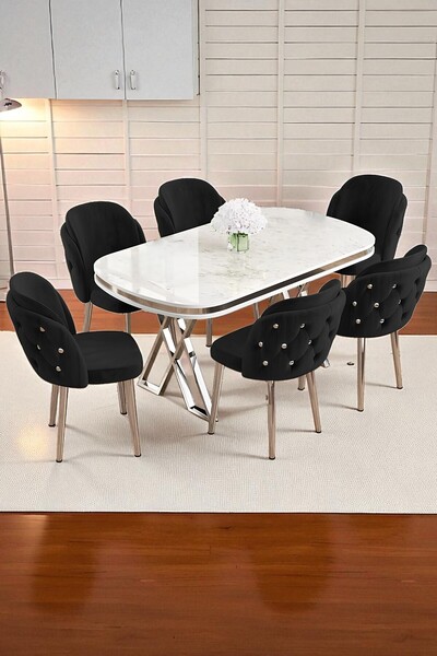 Kaktüs Avm 6'lı Mutfak Sandalyesi Salon Sandalyesi Yemek Odası Sandalyesi Pap...